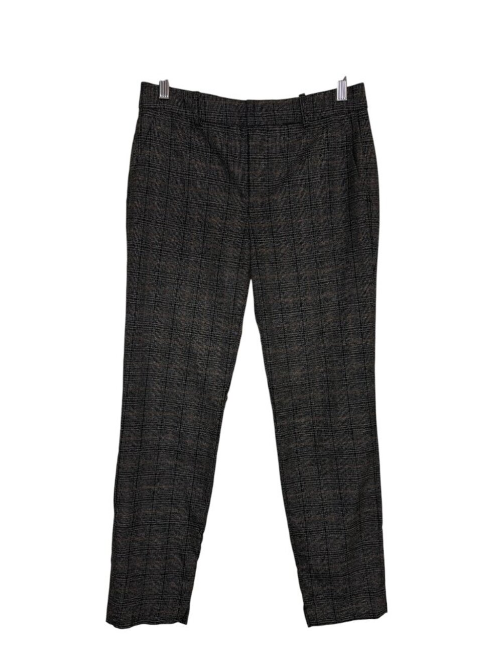 Zara Woman Dress Pants Trousers Plaid Knit Slim Leg Gray 4